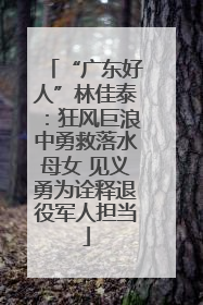 “广东好人”林佳泰：狂风巨浪中勇救落水母女 见义勇为诠释退役军人担当
