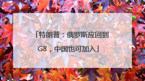 特朗普：俄罗斯应回到G8，中国也可加入