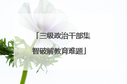 三级政治干部集智破解教育难题