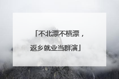 不北漂不横漂，返乡就业当群演