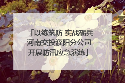 以练筑防 实战砺兵 河南交投濮阳分公司开展防汛应急演练