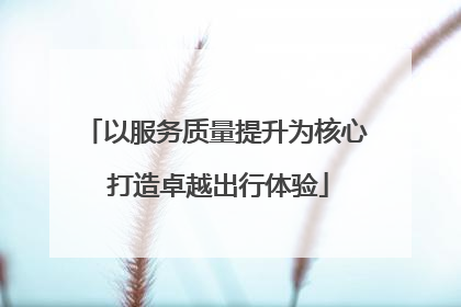以服务质量提升为核心 打造卓越出行体验
