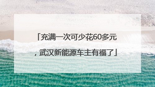 充满一次可少花60多元，武汉新能源车主有福了