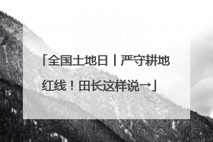 全国土地日丨严守耕地红线！田长这样说→