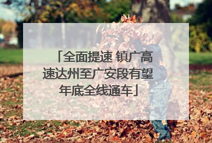 全面提速 镇广高速达州至广安段有望年底全线通车