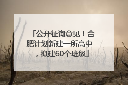 公开征询意见！合肥计划新建一所高中，拟建60个班级