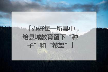 办好每一所县中，给县域教育留下“种子”和“希望”