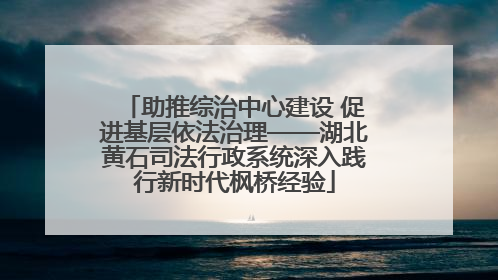 助推综治中心建设 促进基层依法治理——湖北黄石司法行政系统深入践行新时代枫桥经验