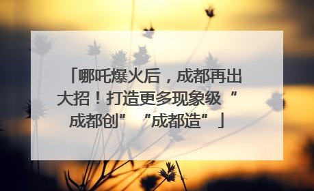 哪吒爆火后，成都再出大招！打造更多现象级“成都创”“成都造”