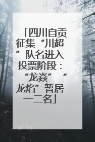四川自贡征集“川超”队名进入投票阶段：“龙焱”“龙焰”暂居一二名