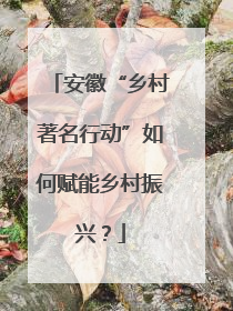 安徽“乡村著名行动”如何赋能乡村振兴？