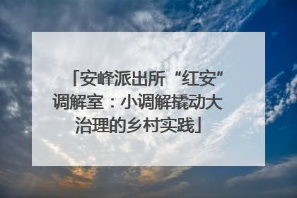 安峰派出所“红安”调解室：小调解撬动大治理的乡村实践