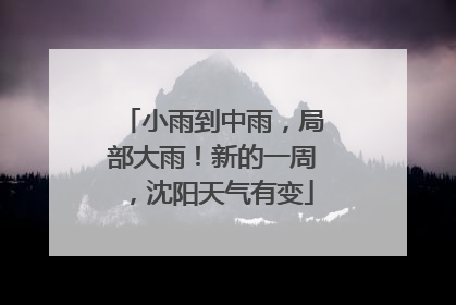 小雨到中雨，局部大雨！新的一周，沈阳天气有变