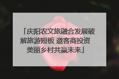 庆阳农文旅融合发展破解旅游短板 邀客商投资美丽乡村共赢未来
