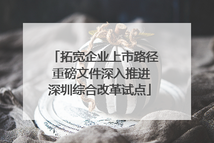 拓宽企业上市路径 重磅文件深入推进深圳综合改革试点