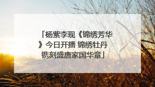 杨紫李现《锦绣芳华》今日开播 锦绣牡丹镌刻盛唐家国华章