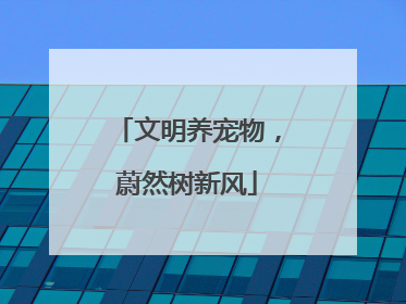 文明养宠物，蔚然树新风
