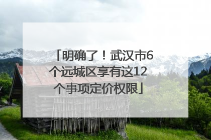 明确了！武汉市6个远城区享有这12个事项定价权限