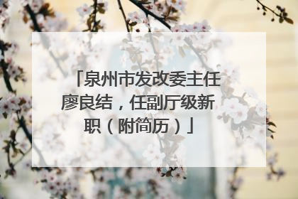 泉州市发改委主任廖良结，任副厅级新职（附简历）