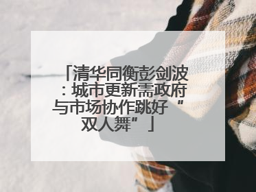 清华同衡彭剑波：城市更新需政府与市场协作跳好“双人舞”