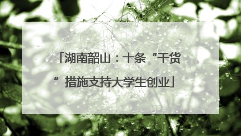 湖南韶山：十条“干货”措施支持大学生创业