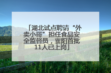 湖北试点聘请“外卖小哥”担任食品安全监督员，襄阳首批11人已上岗