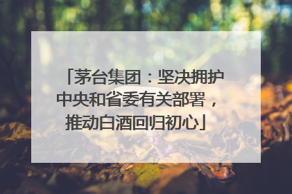 茅台集团：坚决拥护中央和省委有关部署，推动白酒回归初心