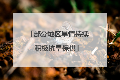 部分地区旱情持续 积极抗旱保供