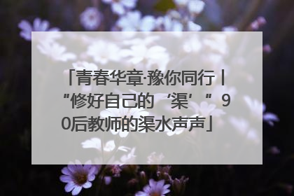 青春华章·豫你同行丨“修好自己的‘渠’”90后教师的渠水声声