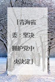 青海省委：坚决拥护党中央决定