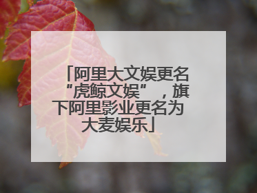 阿里大文娱更名“虎鲸文娱”，旗下阿里影业更名为大麦娱乐