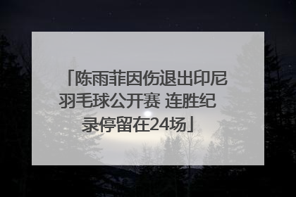 陈雨菲因伤退出印尼羽毛球公开赛 连胜纪录停留在24场