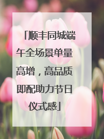 顺丰同城端午全场景单量高增，高品质即配助力节日仪式感