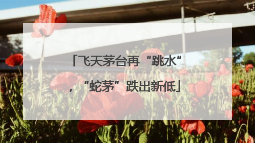 飞天茅台再“跳水”，“蛇茅”跌出新低