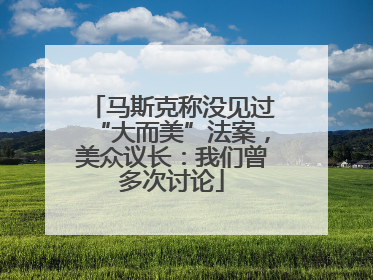 马斯克称没见过“大而美”法案，美众议长：我们曾多次讨论