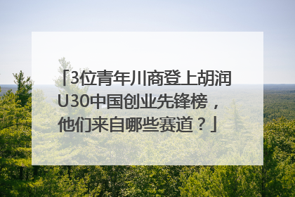 3位青年川商登上胡润U30中国创业先锋榜，他们来自哪些赛道？