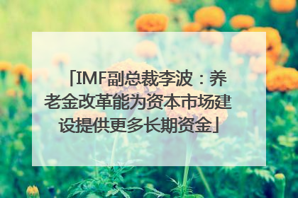 IMF副总裁李波：养老金改革能为资本市场建设提供更多长期资金